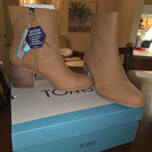 TOMS Evelyn Tan Leather Heeled Boot